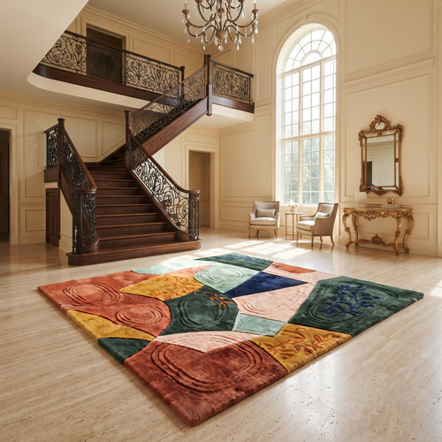 Hand tufted abstract wool area - hand,